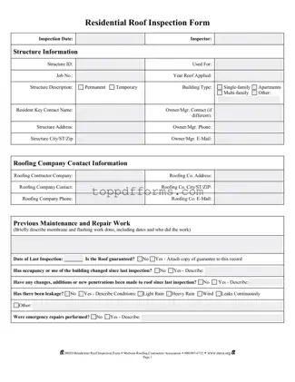 Free Roof Inspection Form