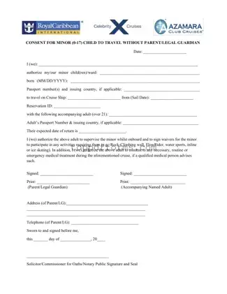 Free Royal Caribbean Parental Consent Form