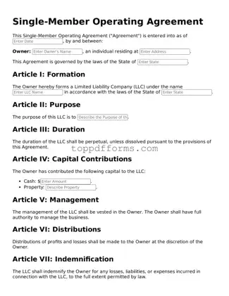 Free Single-Member Operating Agreement Template