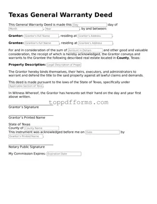 Deed Document for Texas State