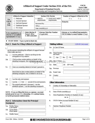 Free USCIS I-864 Form