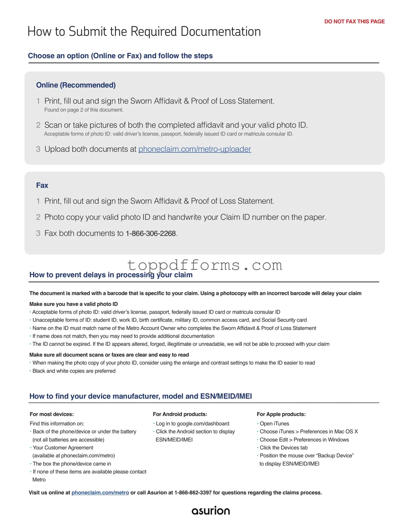 Free Asurion F-017-08 MEN Form