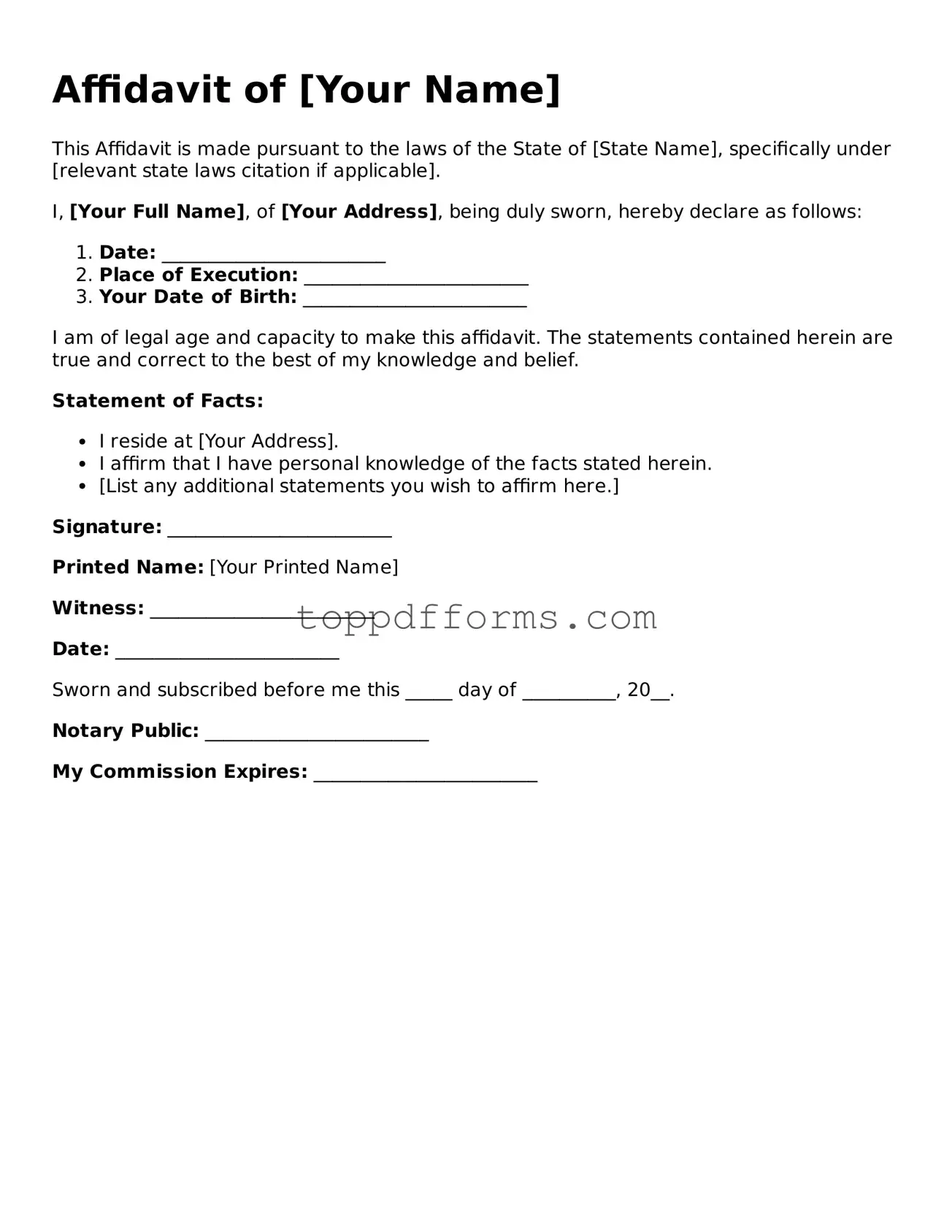Free Affidavit Template