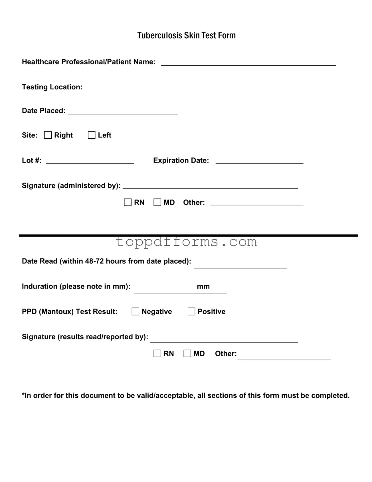 Free Tb Test Form