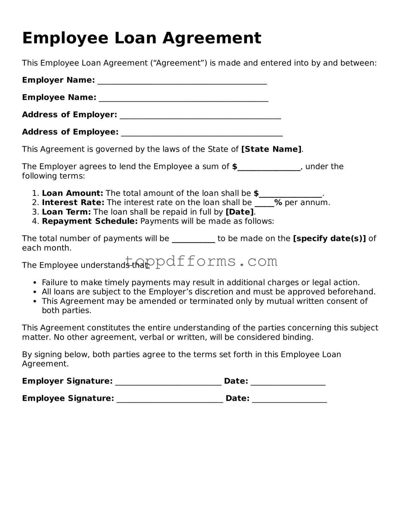 Free Employee Loan Agreement Template